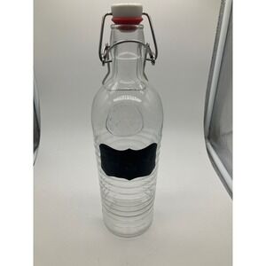 Bormioli Rocco Italian Glass Swing Top Bottle 1825 Ribbed Chalkboard Label 12in